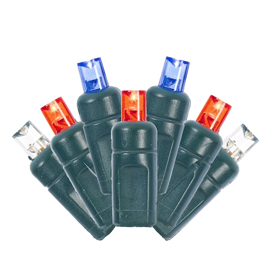 Vickerman 50ct. Red, White & Blue Wide Angle Single Mold End-Connecting Coaxial Non-Rectified LED Light Set String